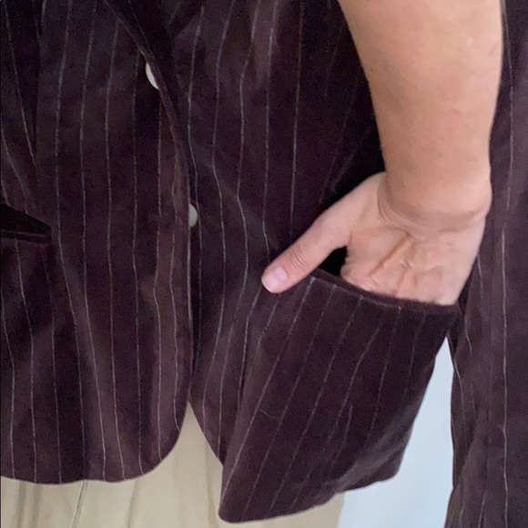 H&M Lined Brown Pinstriped Velvet H&M Blazer - Picture 3 of 7